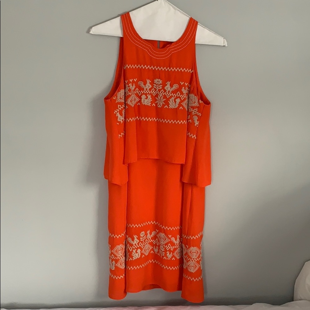 Orange dress with embroidery